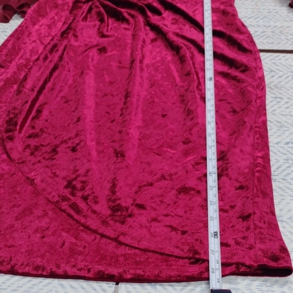NEW Luxurious Velvet Long Sleeve Dress in Deep Red,Wedding Guest, Party Guest - Picture 10 of 12